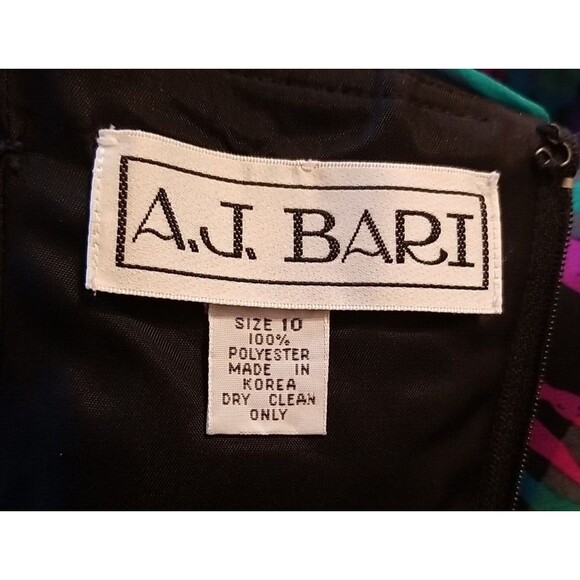 Vintage A J Bari Vibrant Knee Length Strapless Dress with Scarf Size 10      T44 - Picture 12 of 12